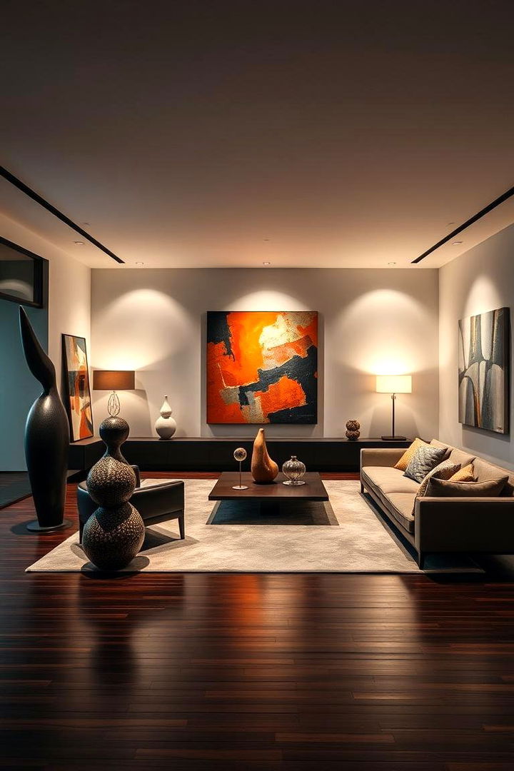 Contemporary Art Integration - 22 Dark Brown Floor Living Room Ideas