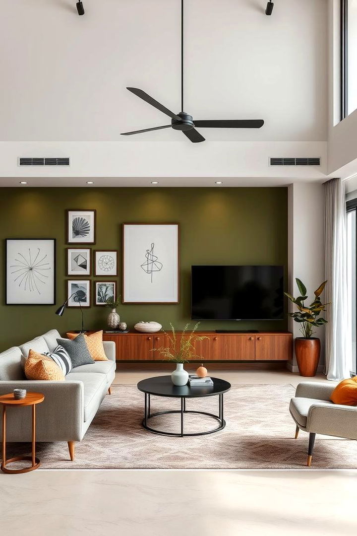 Contemporary Artistic Flair - 22 Olive Green Accent Wall Ideas