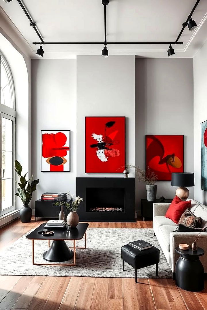Contemporary Artistic Flourish - 22 Black and Red Living Room Ideas