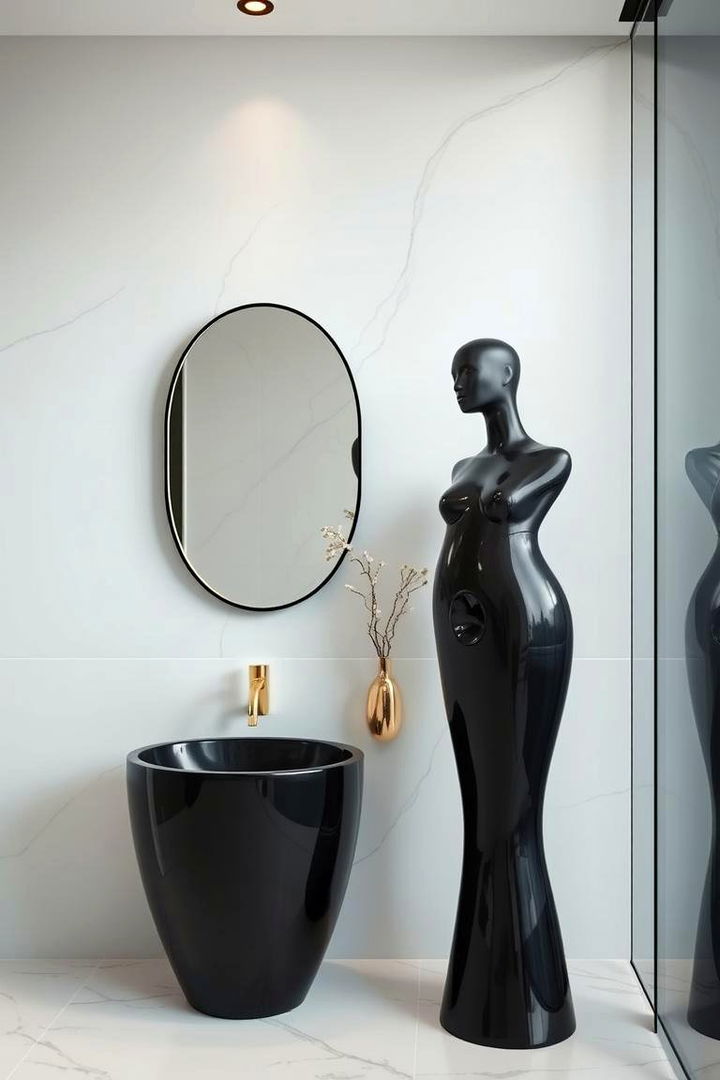 Contemporary Black Sculptures - 22 Black and Gold Bathroom Ideas