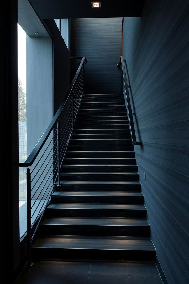 Contemporary Black Staircase Integration - 22 Black Hallway Ideas