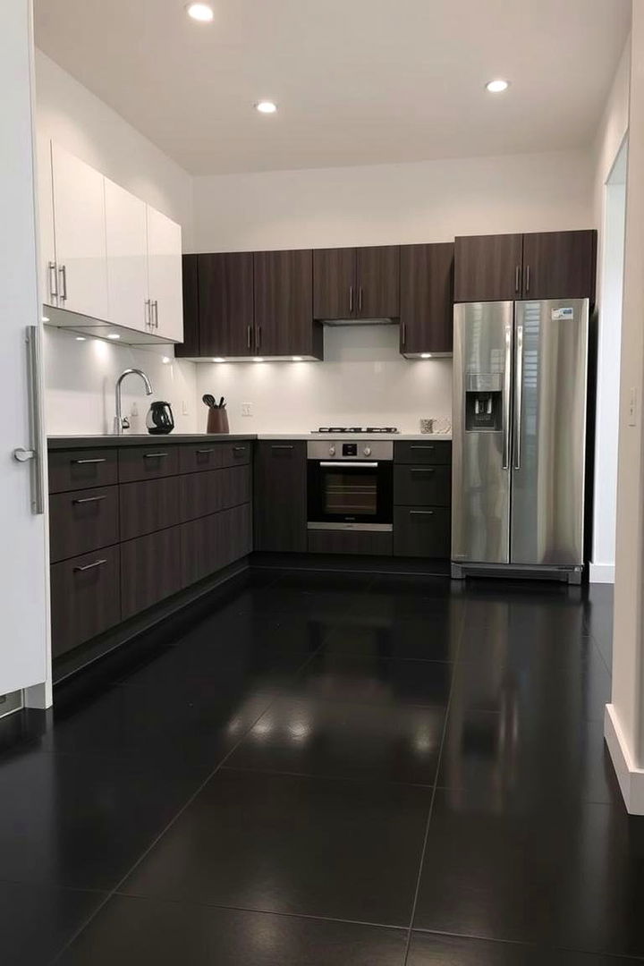 Contemporary Black Vinyl Flooring - 22 Black Floor Kitchen Ideas