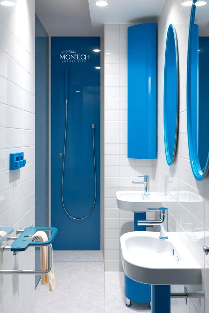 Contemporary Blue Fixtures - 22 Blue and White Bathroom Ideas