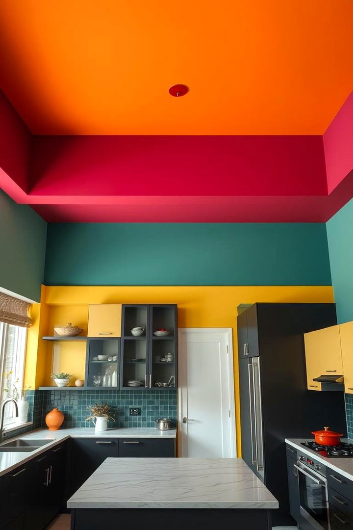 Contemporary Bold Color Impact - 22 Kitchen Ceiling Ideas