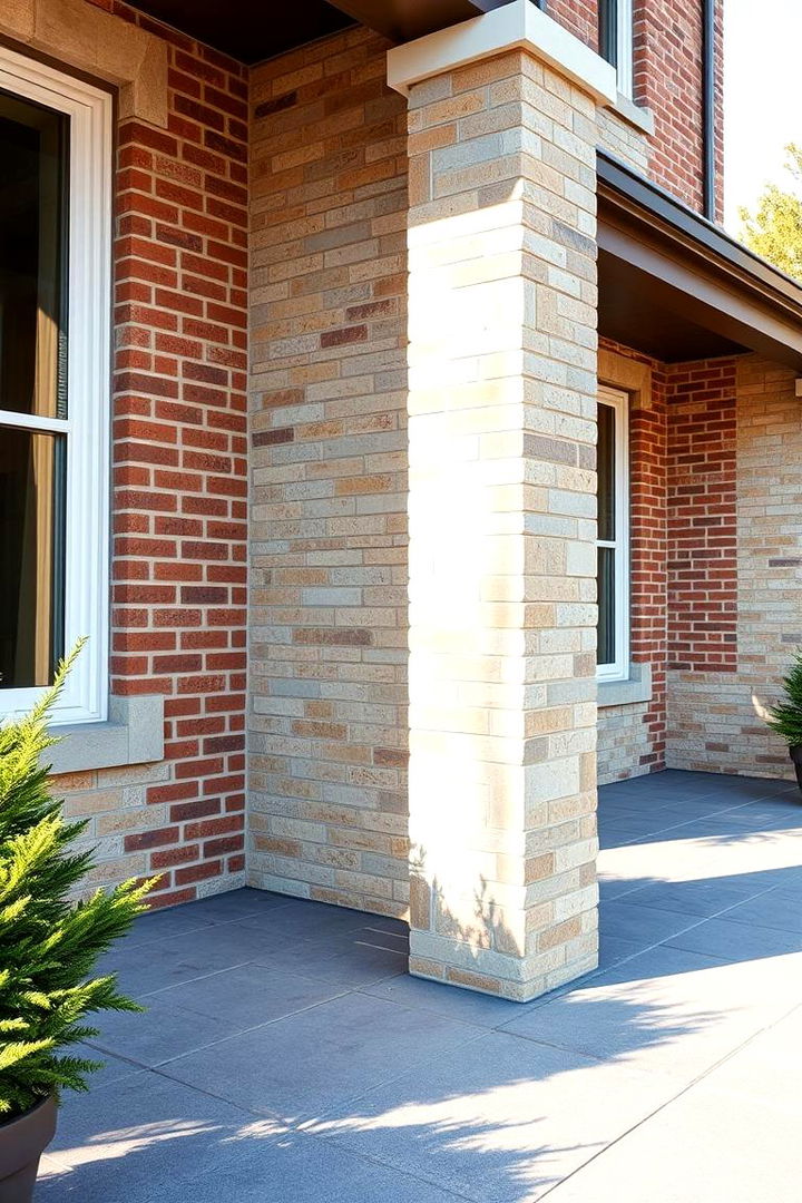 Contemporary Brick and Stone Blend - 22 Brick Porch Ideas