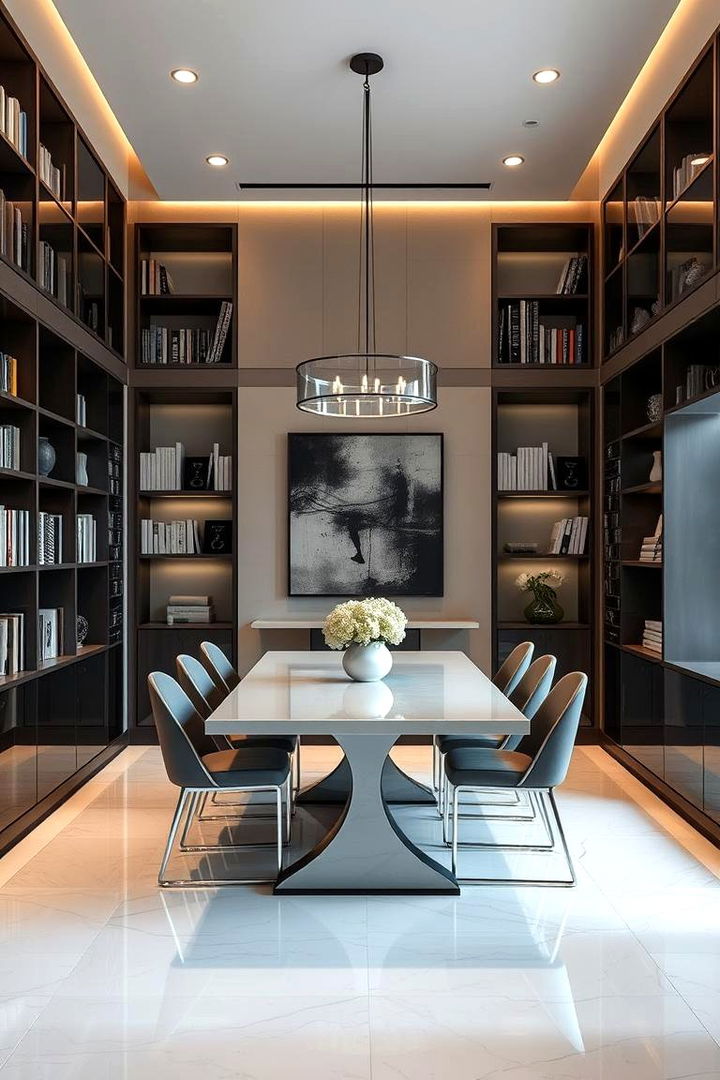 Contemporary Chic Combo - 22 Library Dining Room Combo Ideas