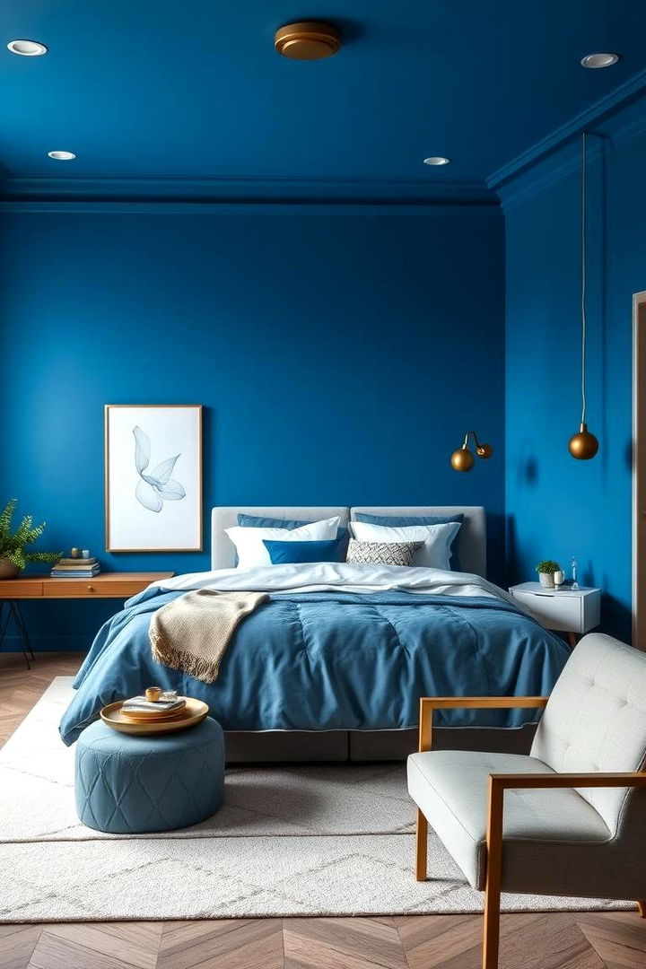 Contemporary Chic Fusion - 22 Blue and Gold Bedroom Ideas