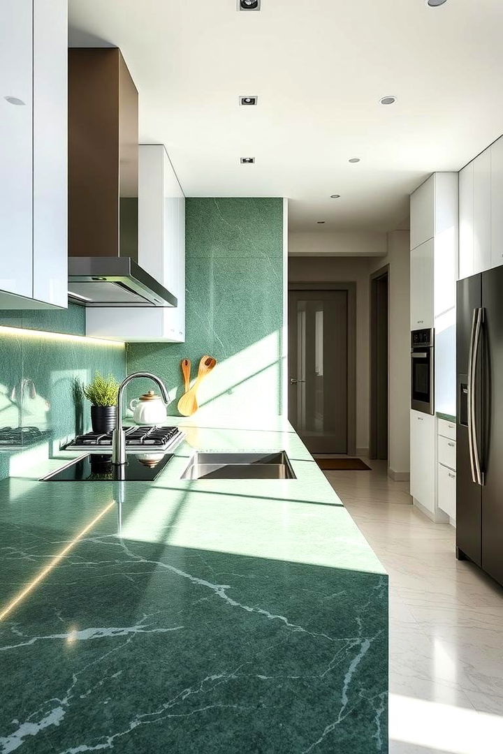 Contemporary Chic Green Marble - 22 Green Marble Countertop Design Ideas