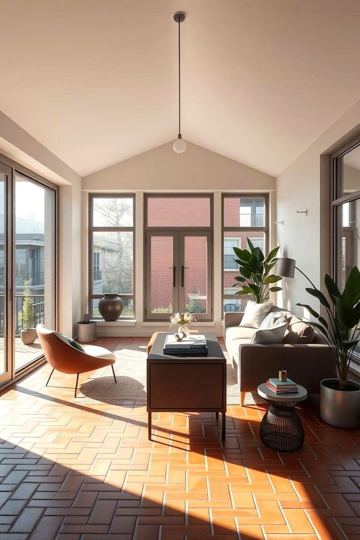 Contemporary Chic Layout - 22 Brick Floor Sunroom Ideas