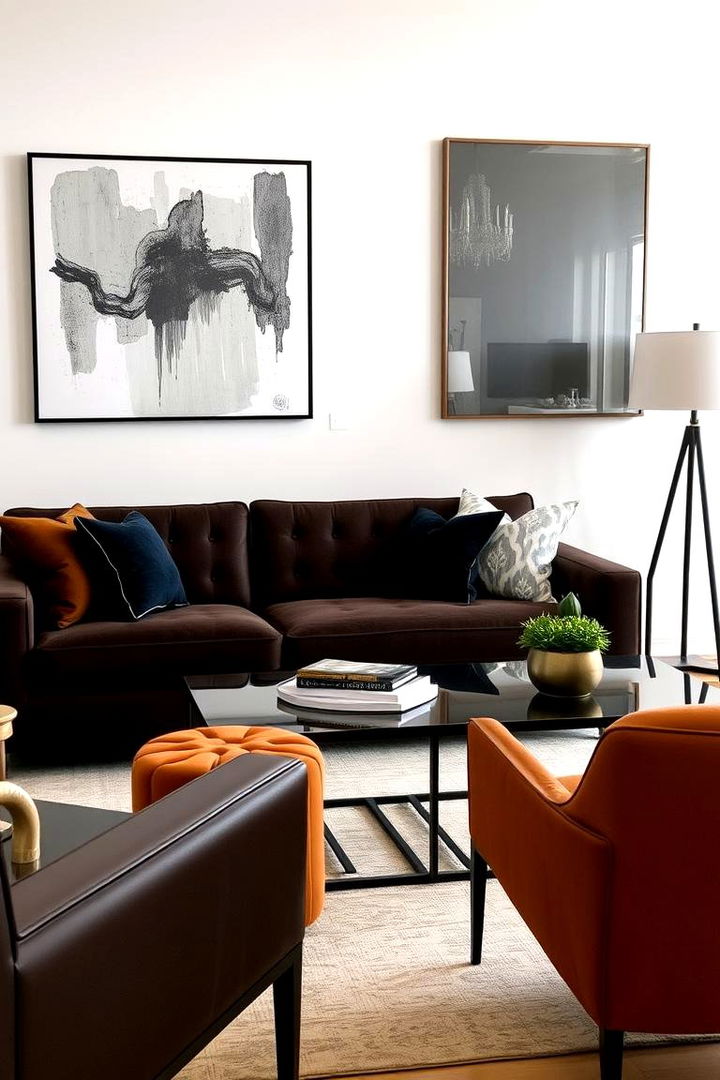 Contemporary Chic Relaxation - 22 Dark Brown Couch Living Room Ideas