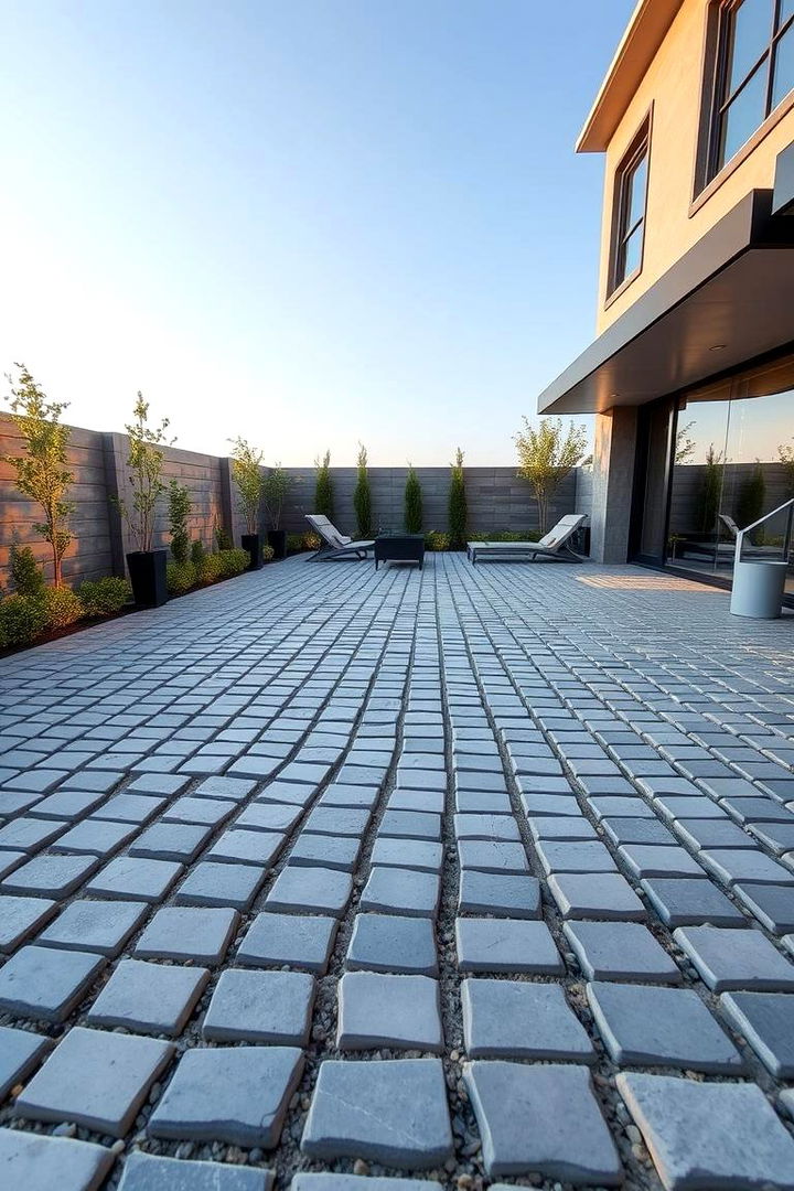 Contemporary Cobblestone Layout - 22 Stone Patio Ideas