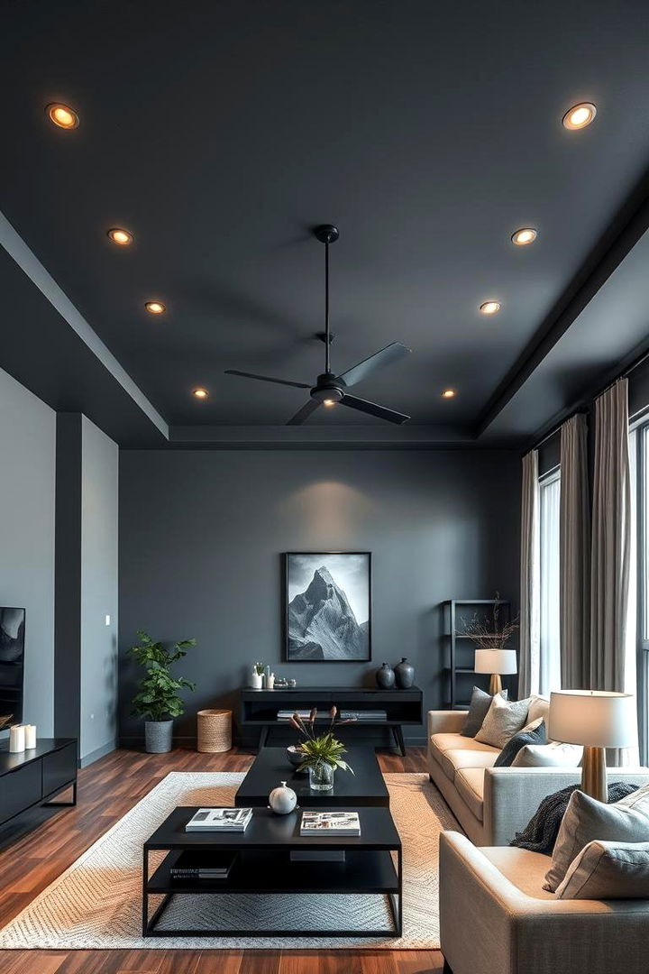 Contemporary Comfort Focus - 22 Black Ceiling With Grey Walls