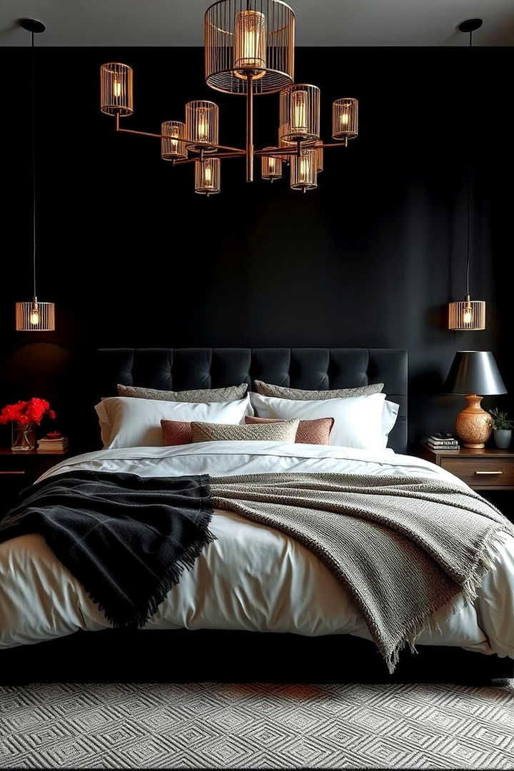 Contemporary Comfort - 22 Black Accent Wall Bedroom Ideas