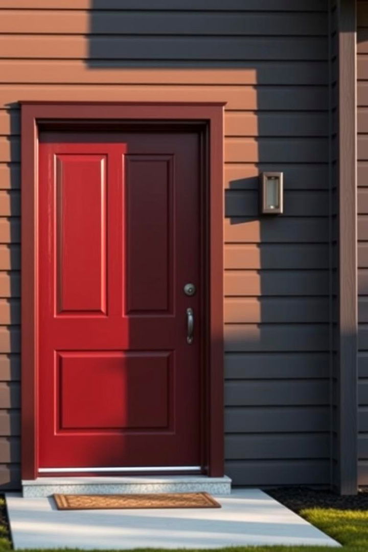 Contemporary Contrast Accents - 22 Dark Red Front Door Ideas