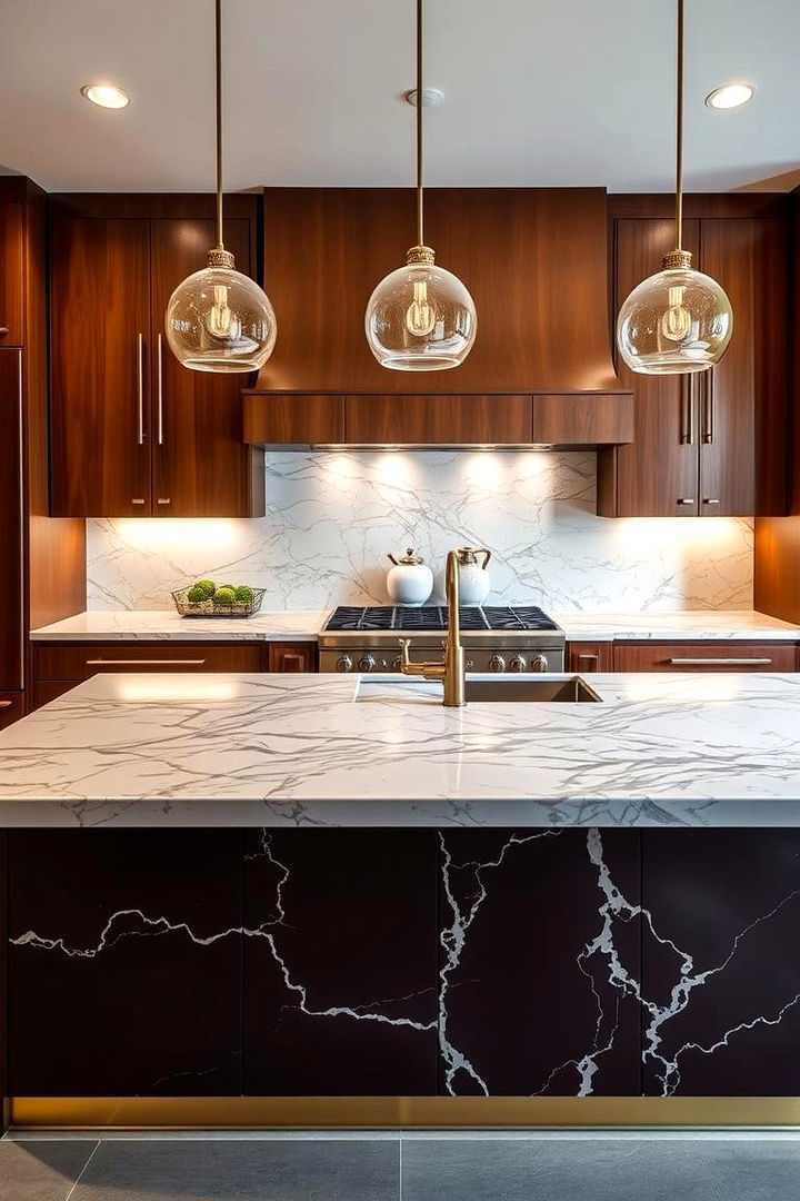 Contemporary Contrast Design - 22 Marble Kitchen Island Ideas