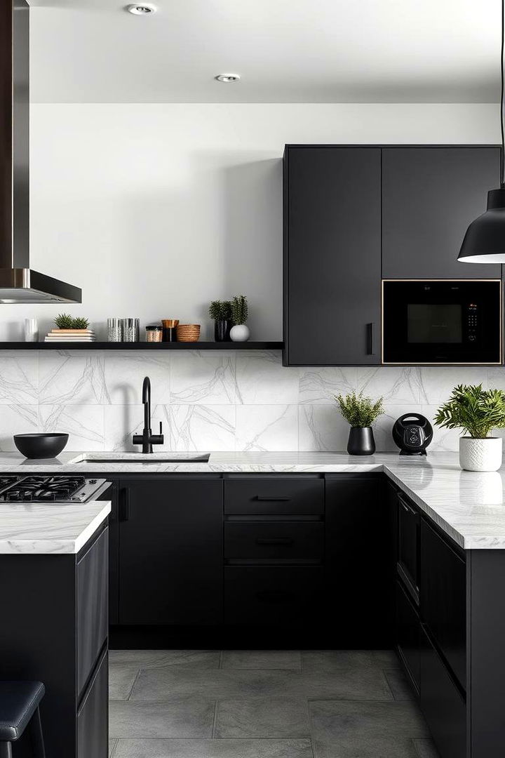 Contemporary Contrast Statement - 22 Gray and Black Kitchen Ideas