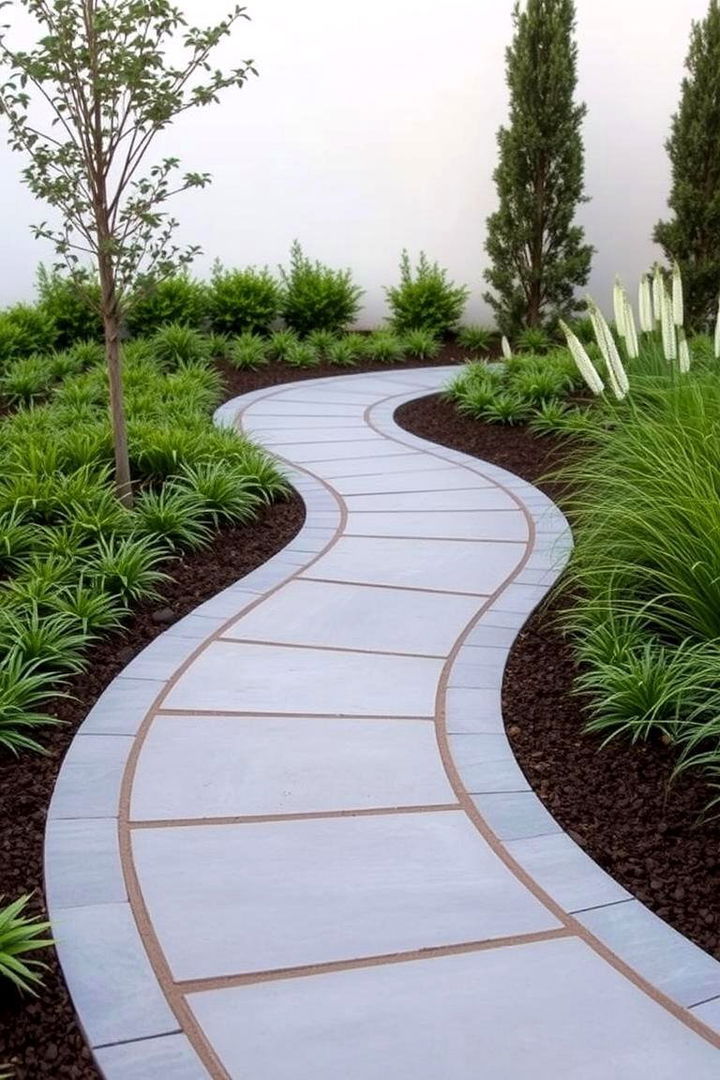 Contemporary Curved Border Walkway - 22 Bluestone Walkway Ideas