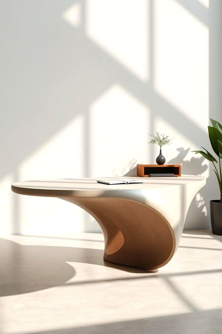 Contemporary Curved Floating Desk - 22 Floating Desk Ideas