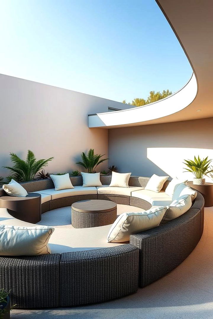 Contemporary Curved Seating - 22 Semi Circle Patio Ideas and Inspiration