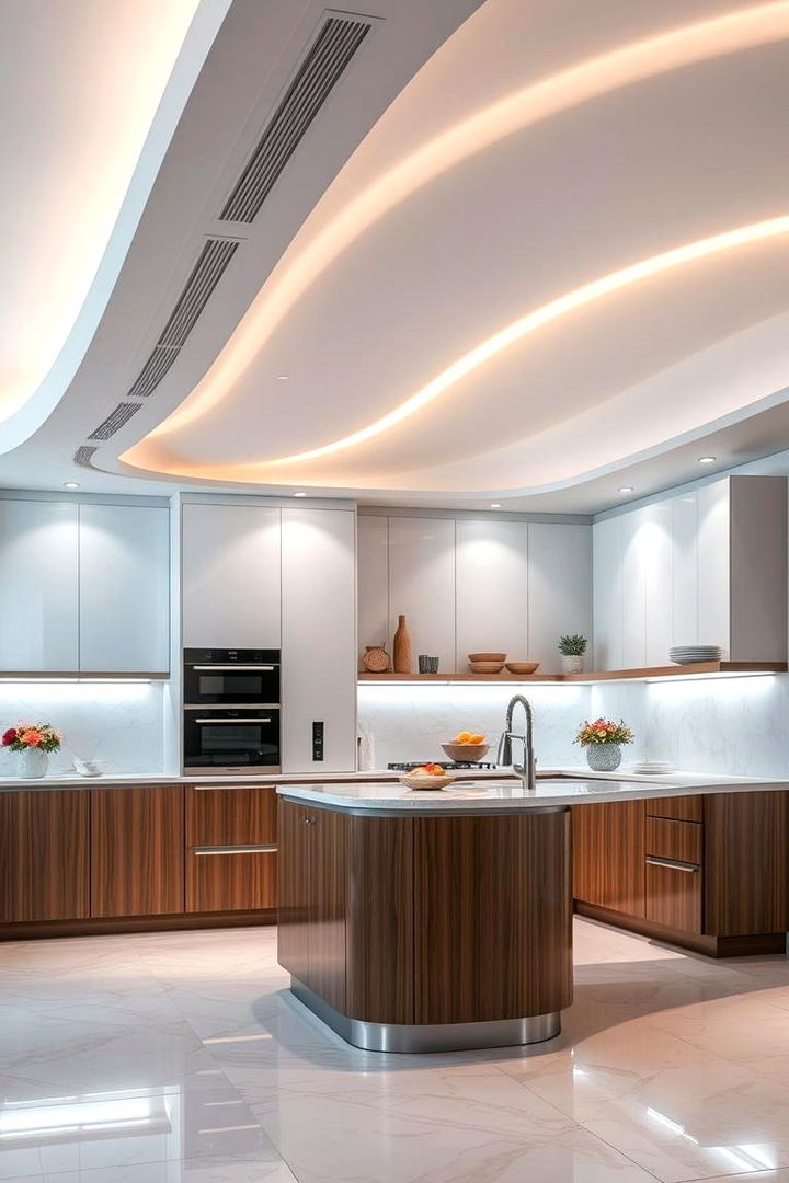Contemporary Curved Soffits - 22 Kitchen Soffit Ideas