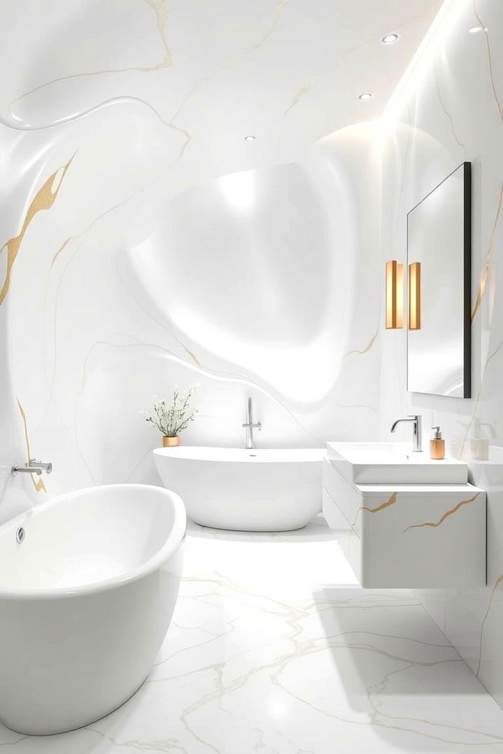 Contemporary Curves and Fluid Forms - 22 White and Gold Bathroom Ideas
