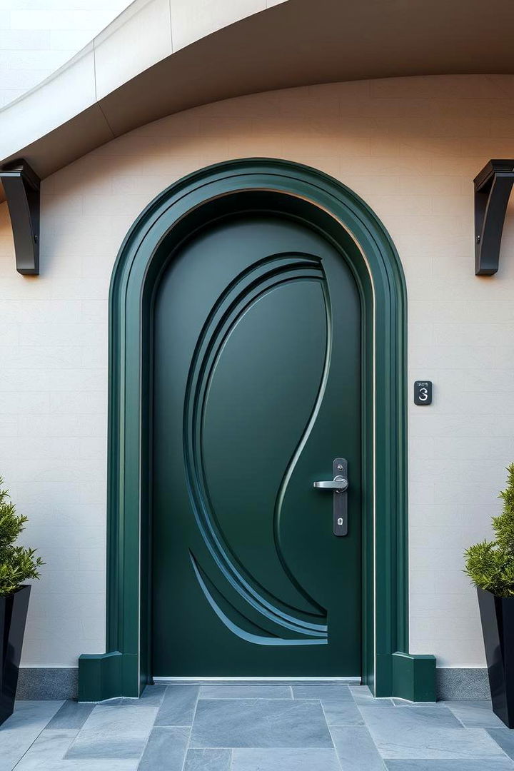 Contemporary Curves and Lines - 22 Dark Green Front Door Ideas