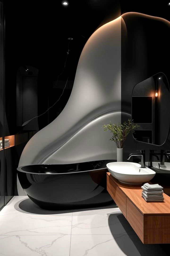 Contemporary Curves and Lines - 22 Black and Wood Bathroom Ideas