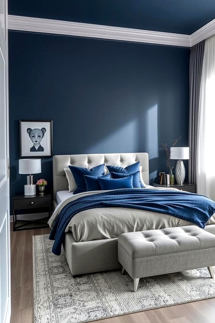 Contemporary Design Harmony - 22 Navy Blue and Grey Bedroom Ideas