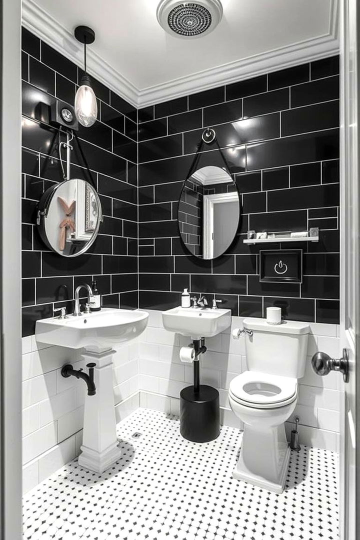 Contemporary Design with a Twist - 22 Black and White Powder Room Ideas