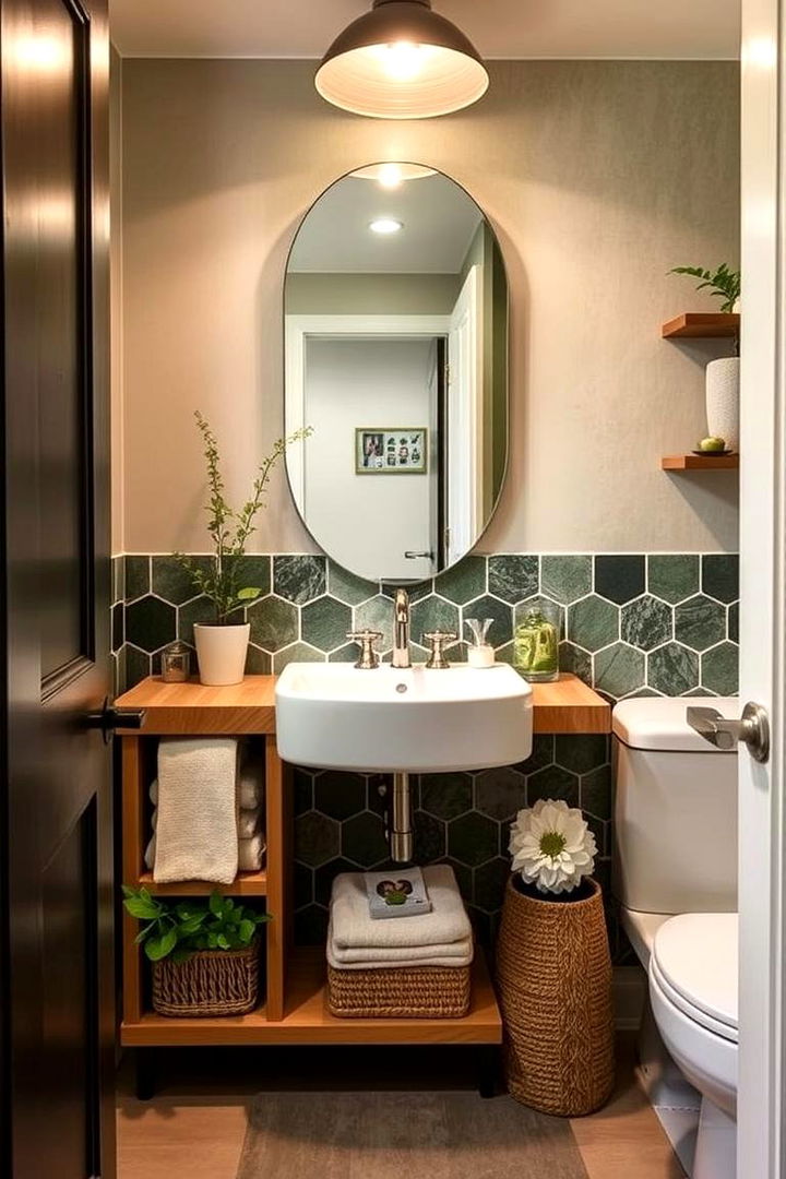 Contemporary Eco Chic Style - 22 Green Powder Room Ideas