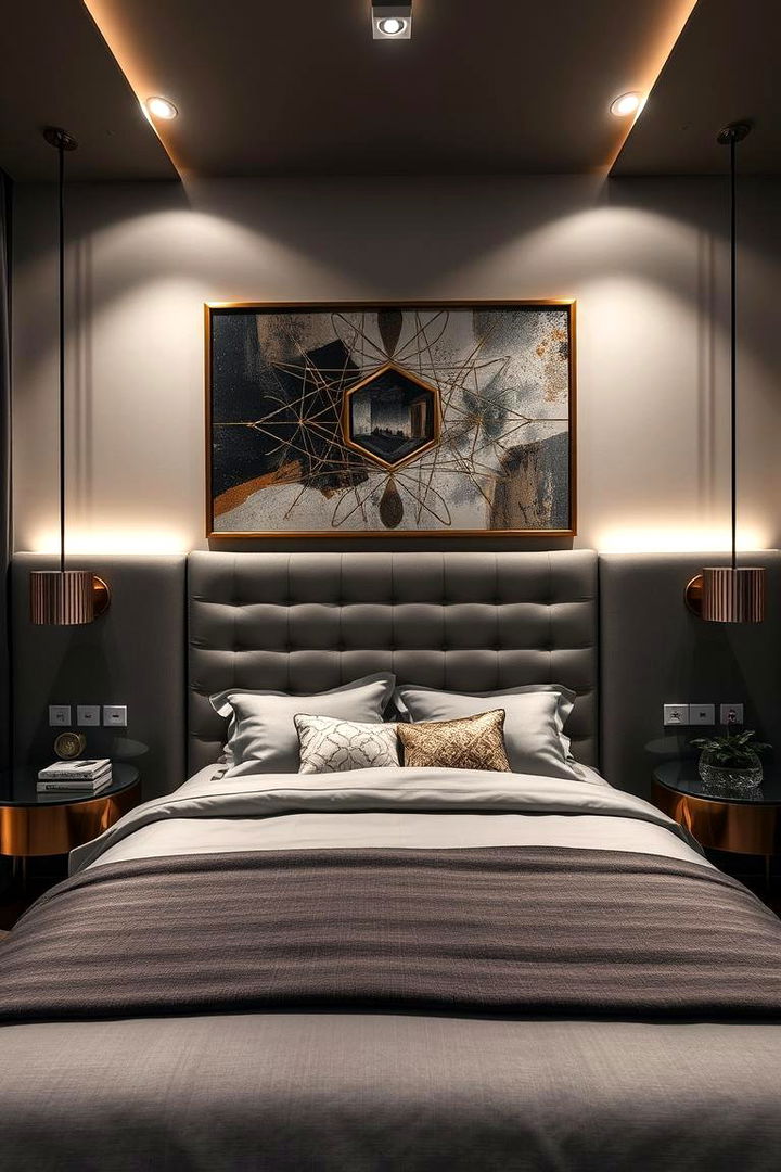 Contemporary Edge - 22 Grey Headboard Bedroom Ideas