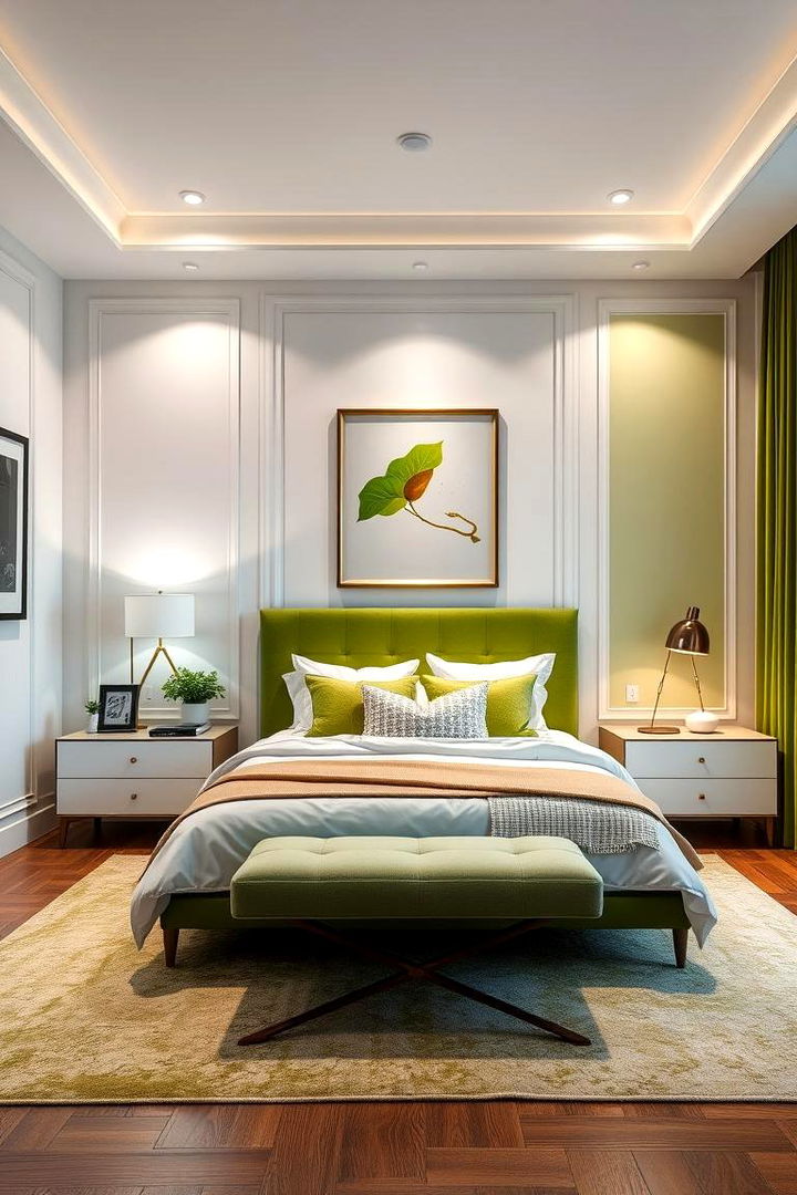 Contemporary Elegance in Green and White - 22 Green and White Bedroom Ideas