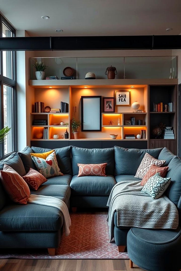 Contemporary Family Hub with Warmth - 22 dark grey couch living room ideas
