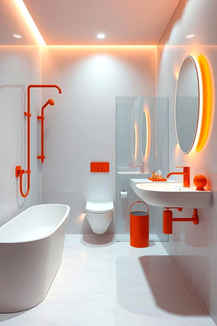 Contemporary Fixtures in Orange - 22 Orange Bathroom Ideas