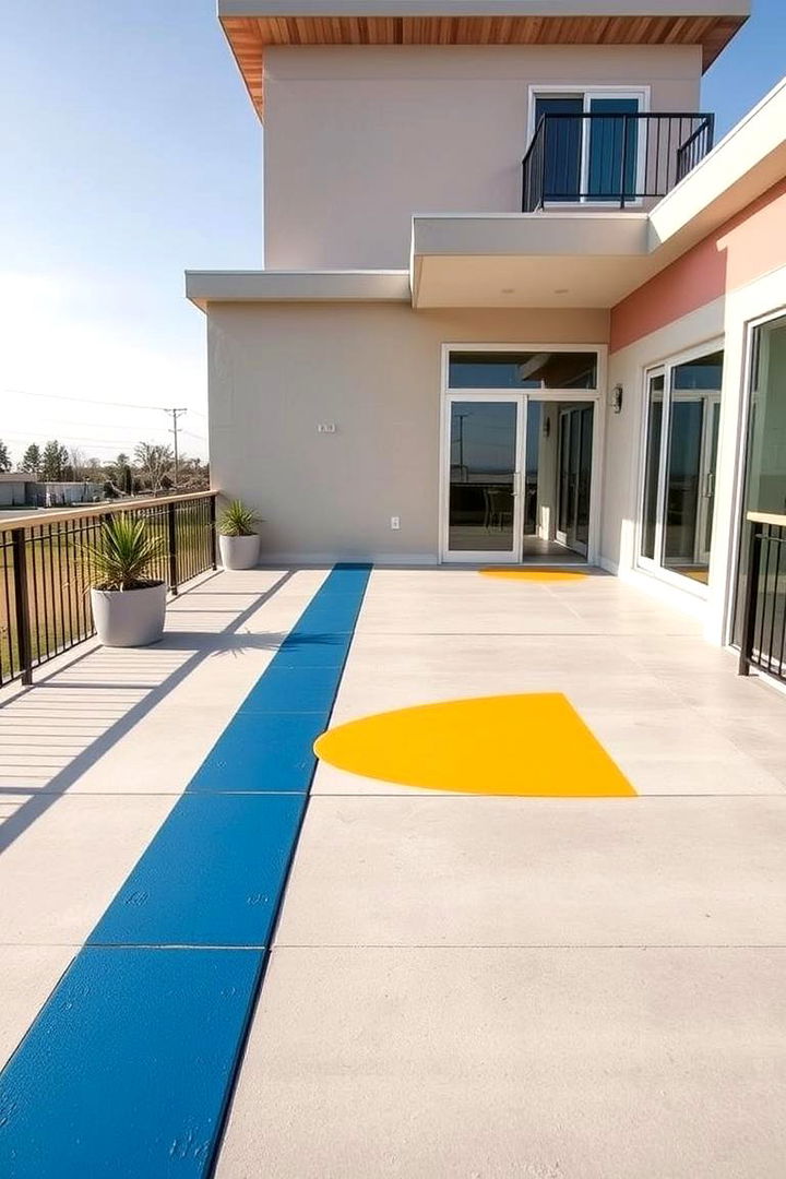 Contemporary Flair with Bold Colored Accents - 22 Concrete Deck Ideas