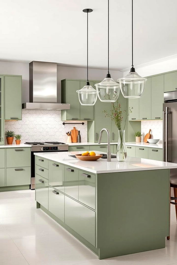 Contemporary Flair with Sage Green Innovations - 22 Sage Green Kitchen Island Ideas