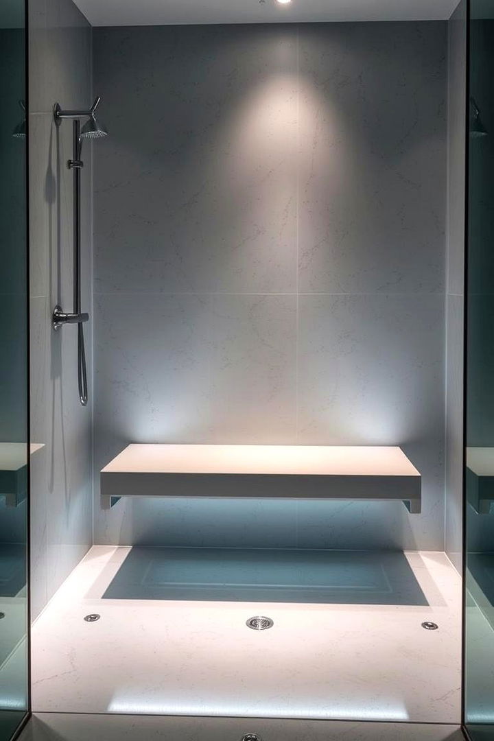 Contemporary Floating Bench Design - 22 Walk in Shower Ideas With Bench