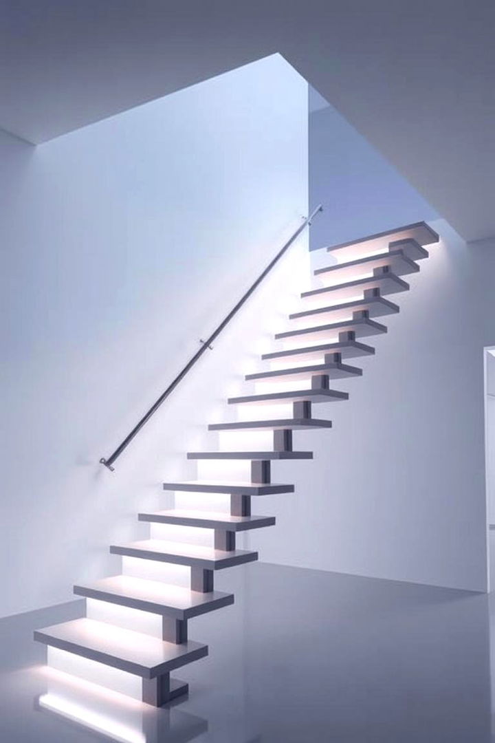 Contemporary Floating Riser Effects for Visual Illusions - 22 Stair Riser Ideas