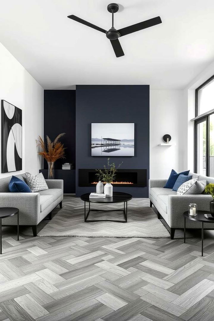 Contemporary Flooring Inspirations - 22 Navy Blue and Grey Living Room Ideas