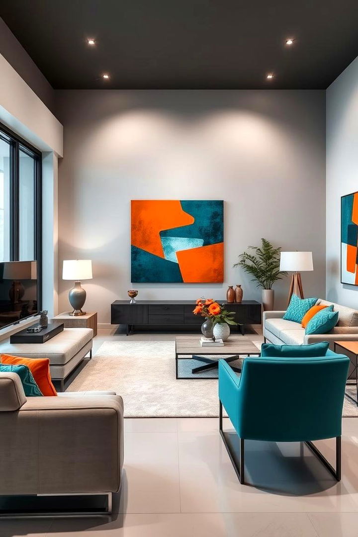 Contemporary Furniture and Artful Decor - 22 Teal and Orange Bedroom Ideas