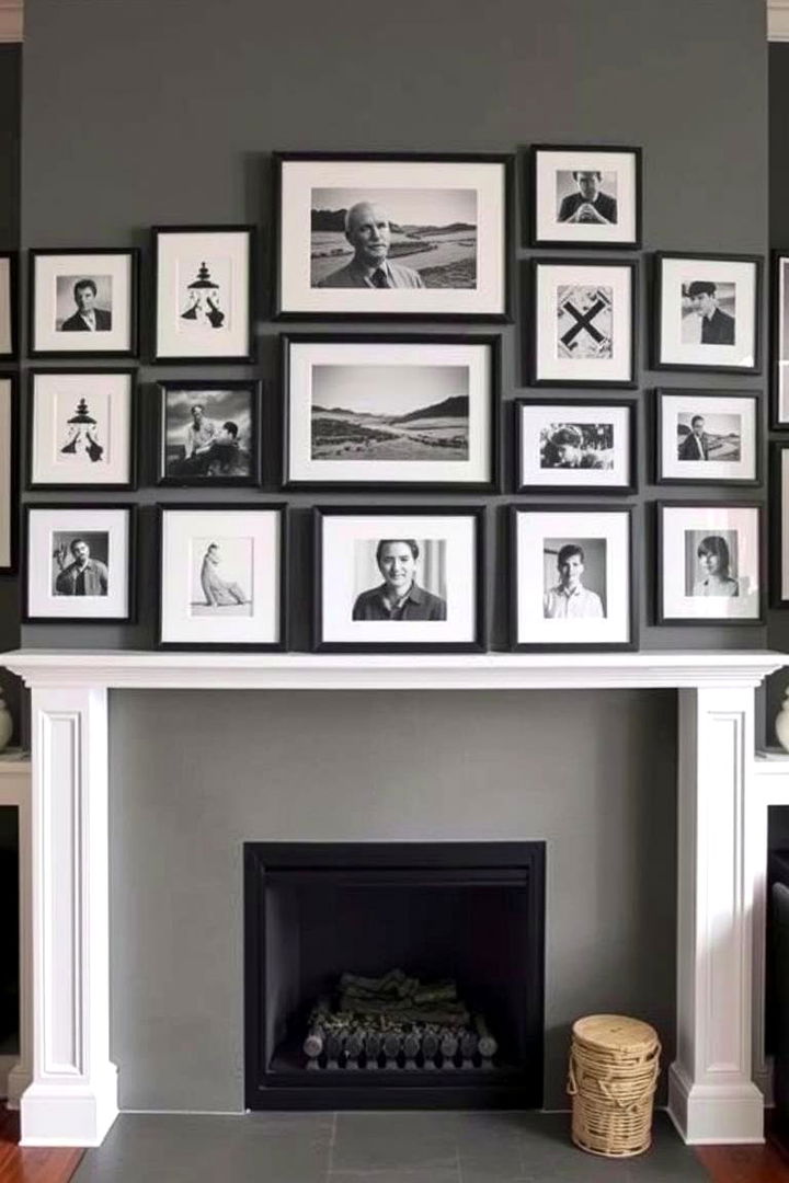Contemporary Gallery Wall - 22 Fireplace Wall Ideas