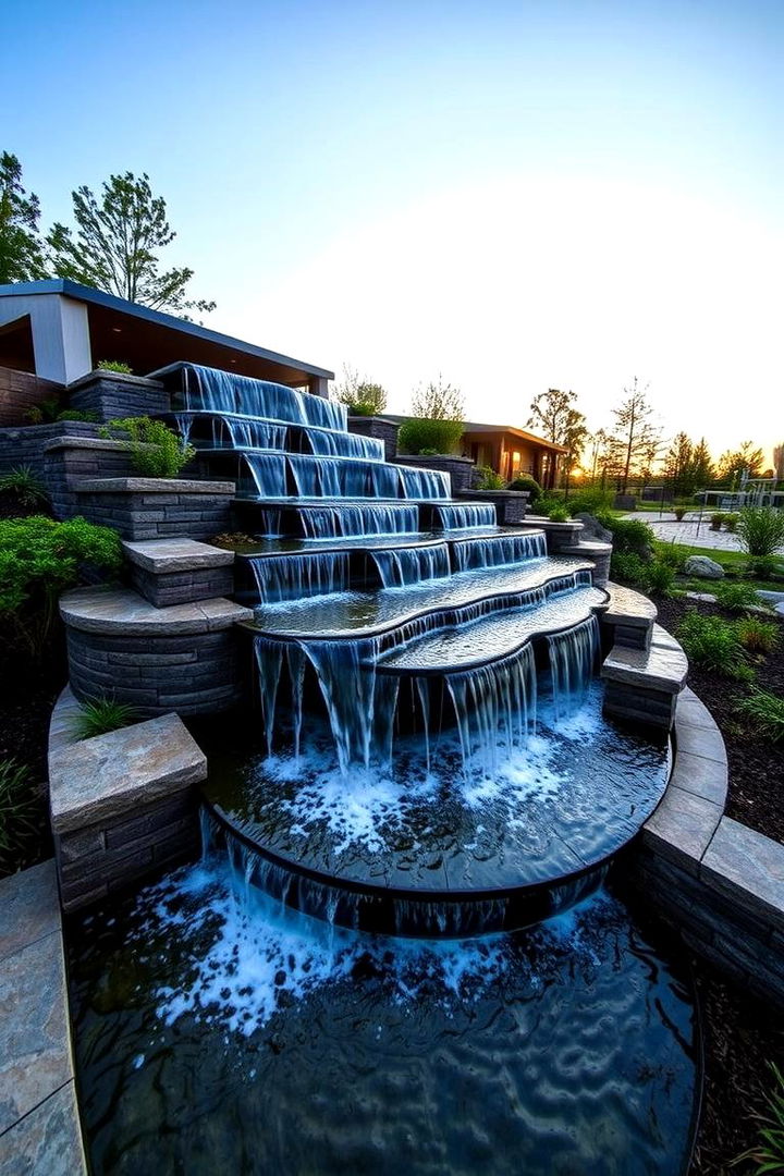 Contemporary Garden Cascade - 22 Water Feature Ideas