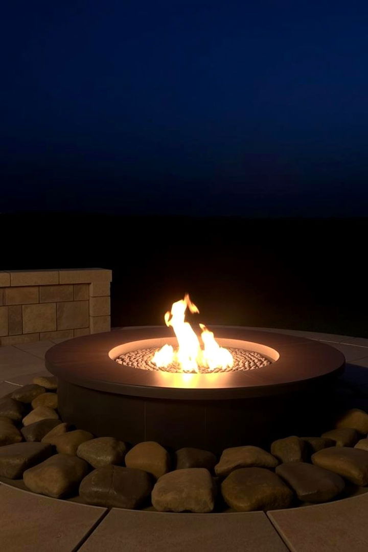 Contemporary Gas Fueled Rock Pit - 22 Rock Fire Pit Ideas