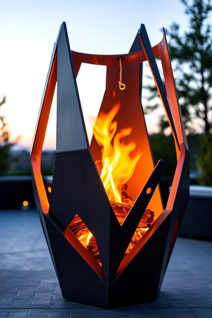 Contemporary Geometric Appeal - 22 Metal Fire Pit Ideas