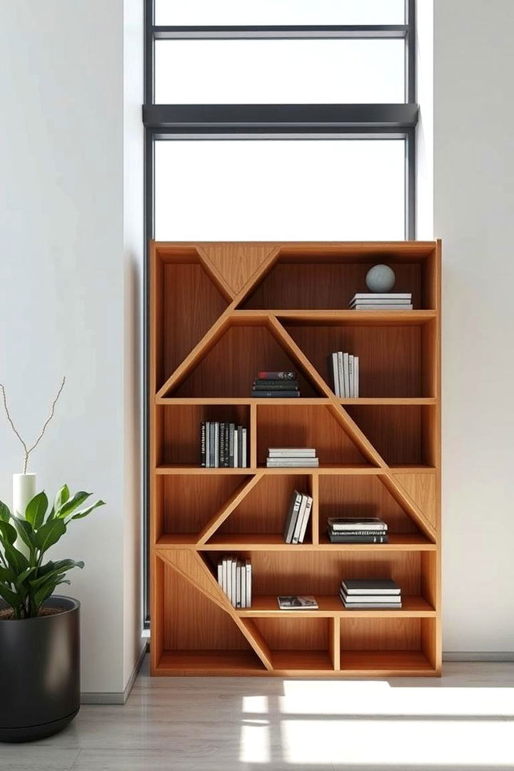 Contemporary Geometric Bookcase Design by Window - 22 Bookcases Around Window Design Ideas