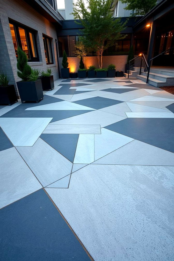 Contemporary Geometric Designs - 22 Stamped Concrete Patio Ideas
