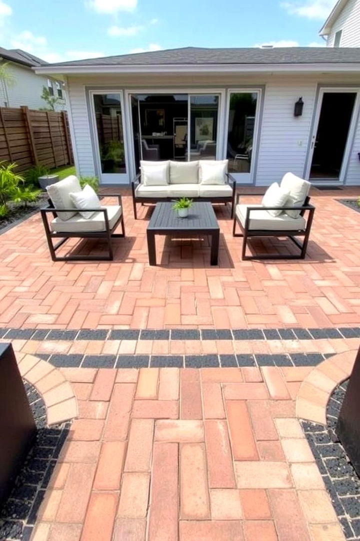 Contemporary Geometric Elegance - 22 Brick Patio Ideas