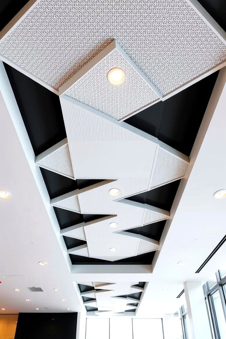 Contemporary Geometric Pattern Panels - 22 Basement Drop Ceiling Ideas