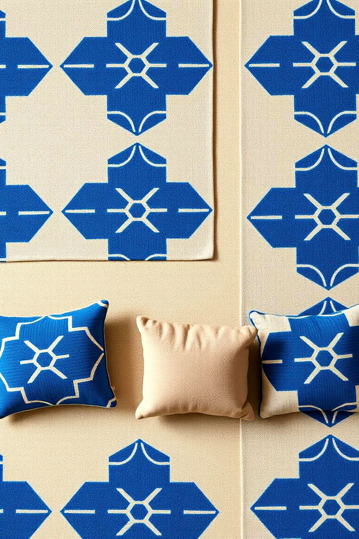 Contemporary Geometric Patterns - 22 blue and beige living room ideas