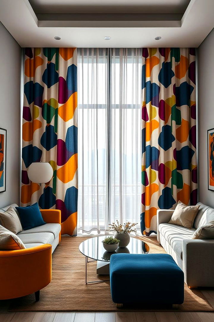 Contemporary Geometric Patterns for a Dynamic Look - 22 Living Room Curtain Ideas